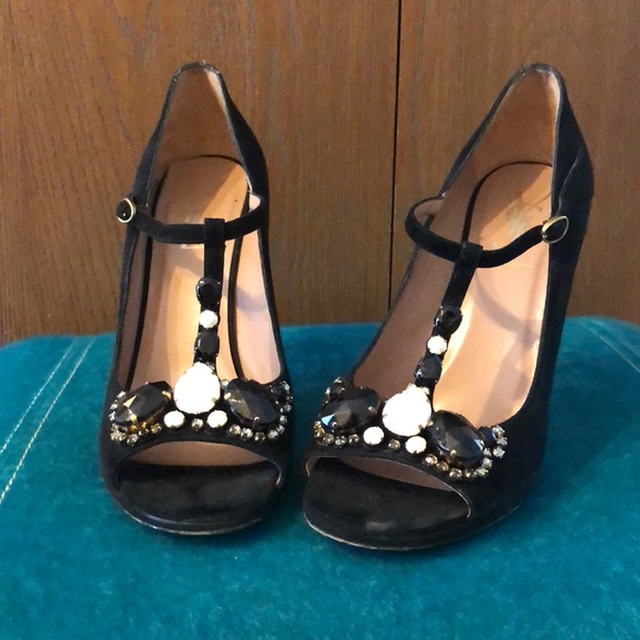 Yves Saint Laurent Shoes - Yves Saint Laurent t-strap open toe beaded heels